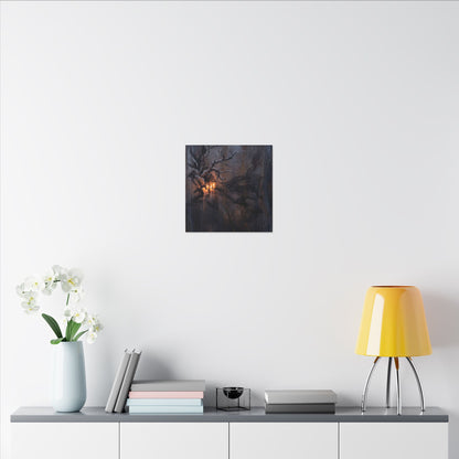 Winter Rust Patina Charcoal Ink Canvas Art | Atmospheric Decor