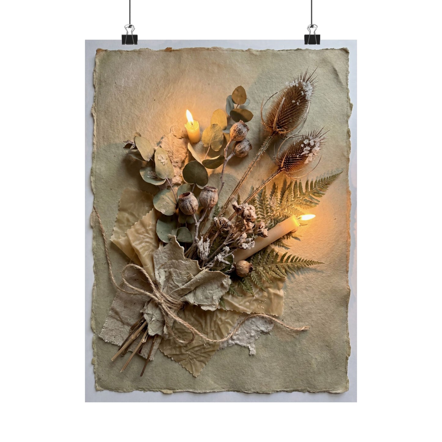 Dried Flowers Texture Wall Art Print | Earthy Japandi Art