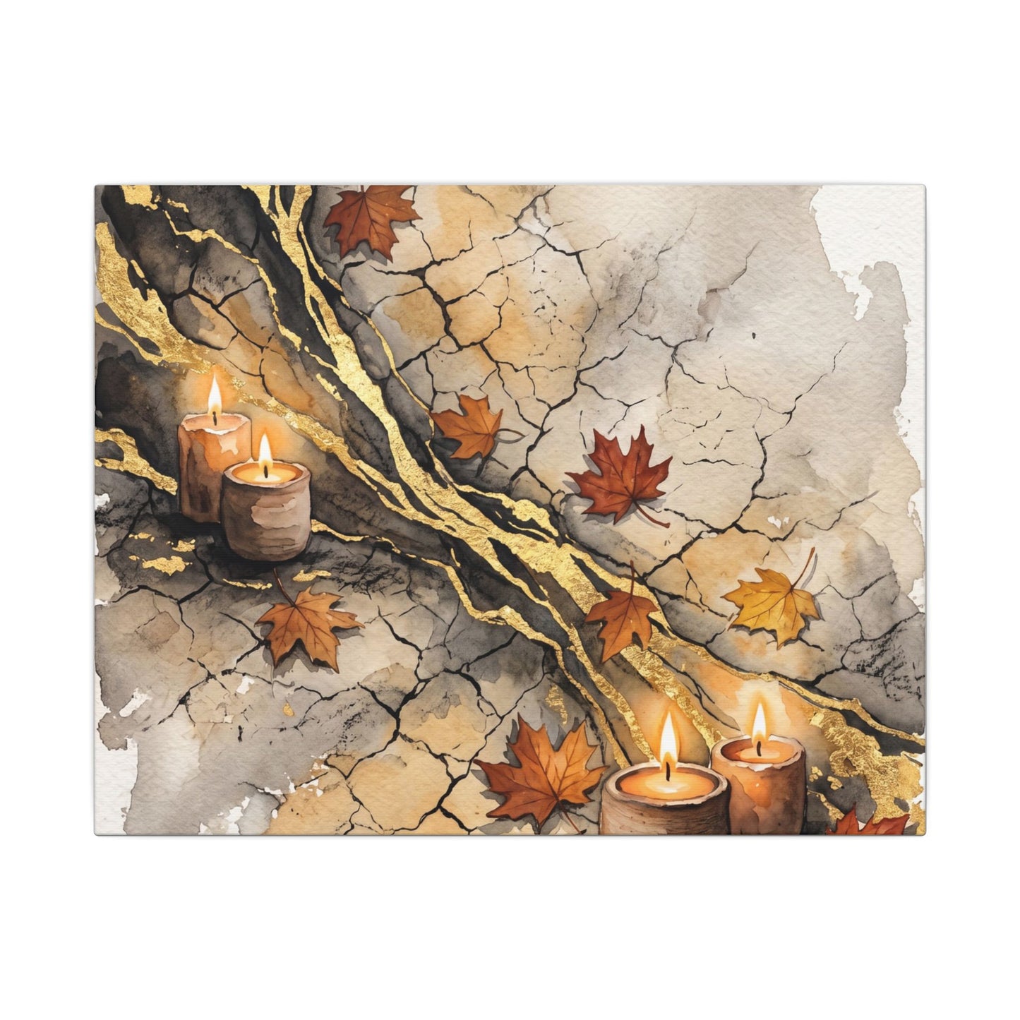 Cracked Earth Autumn Canvas Art | Japandi Warm Design