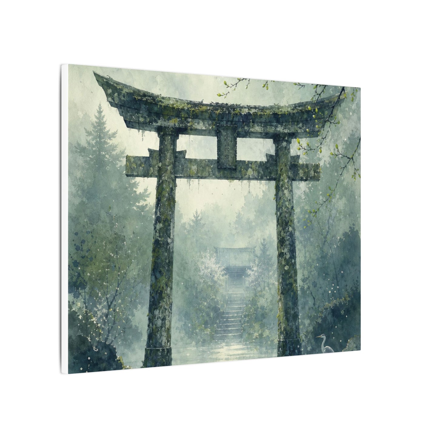 Earthy Torii Gate Canvas Art - Watercolor Japandi