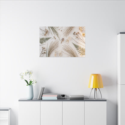 Elegant Dried Flowers Canvas Art - Japanese Pattern Japandi