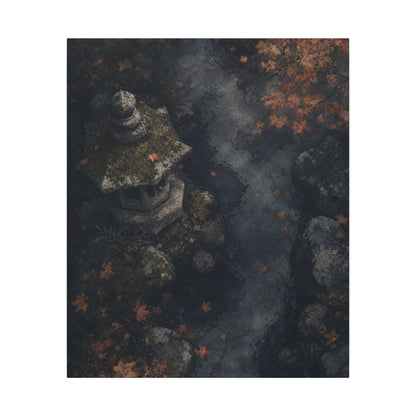 Stone Lantern Canvas Art | Autumn Japandi Texture Art