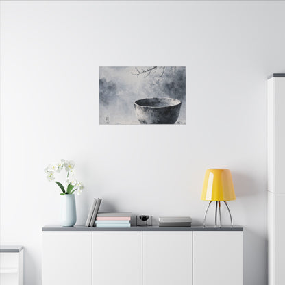 Seijaku Ceramic Bowl Canvas Art - Zen Sumi E