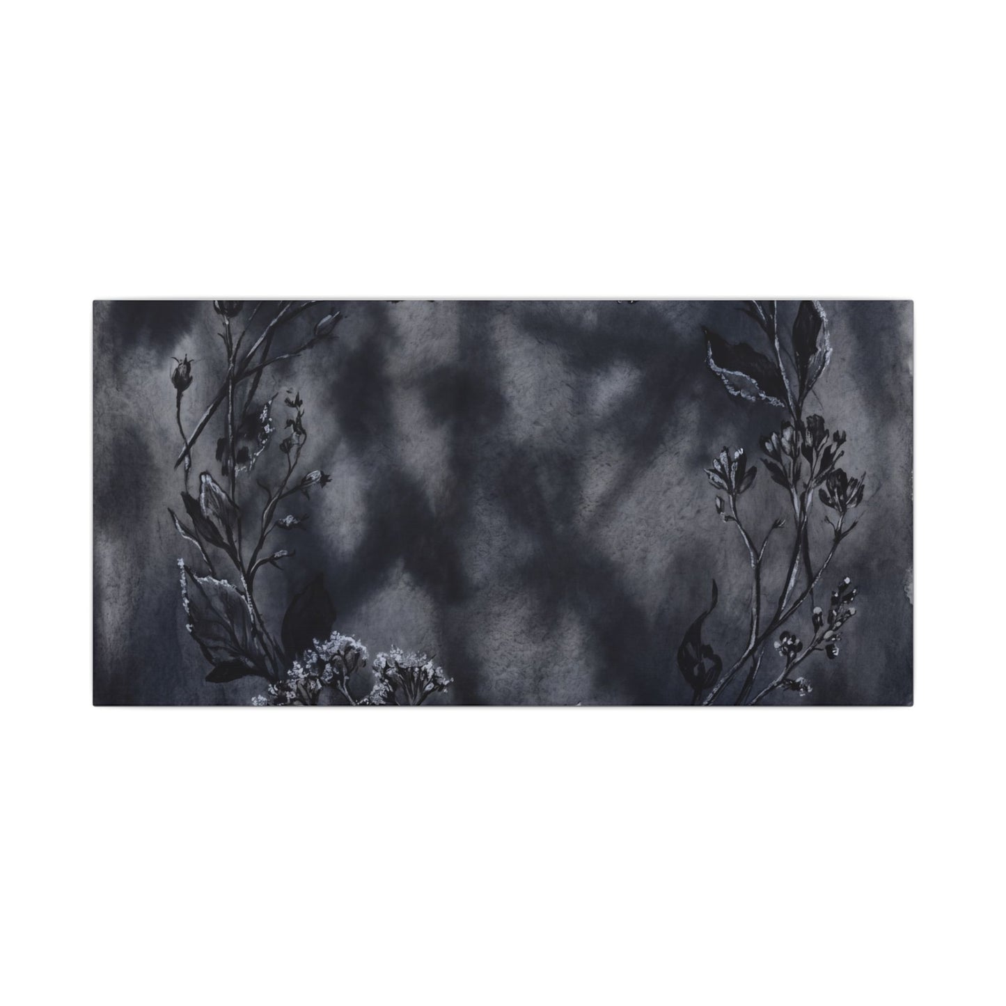 Dried Flowers Canvas Art | Winter Dark Japandi Shadow Zen Art