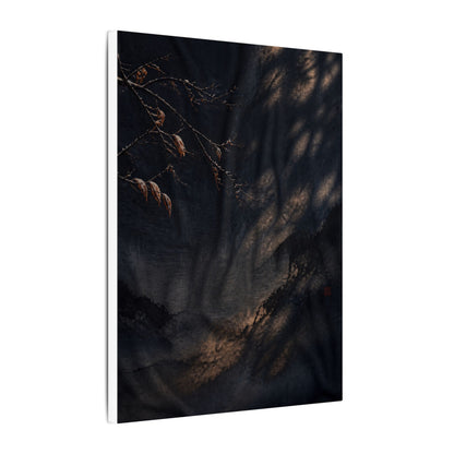 Atmospheric Silk Drape Canvas Art - Charcoal Ink Dark Japandi