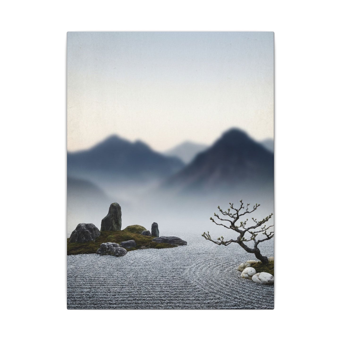 Mountain Mist Karesansui Canvas Art | Contemplative Zen Art
