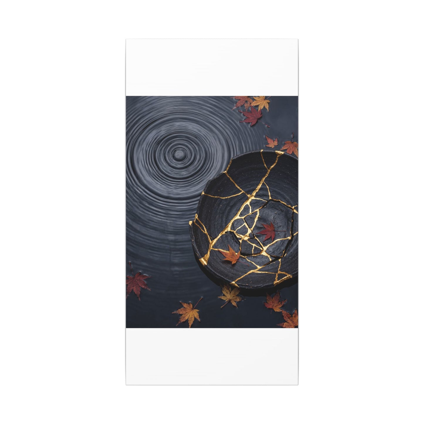 Philosophical Water Ripple Canvas Art - Gold Repair Kintsugi