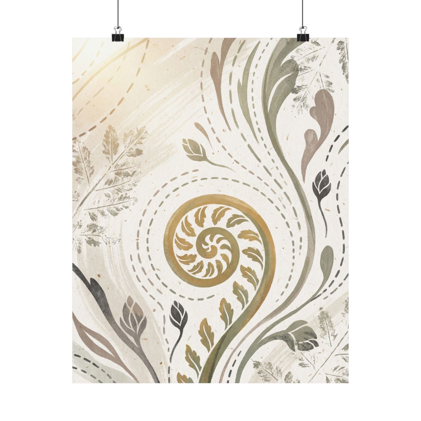 Fern Unfurling Wall Art Print | Spring Japandi Japanese Pattern Art Art Print