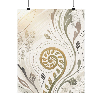 Fern Unfurling Wall Art Print | Spring Japandi Japanese Pattern Art Art Print