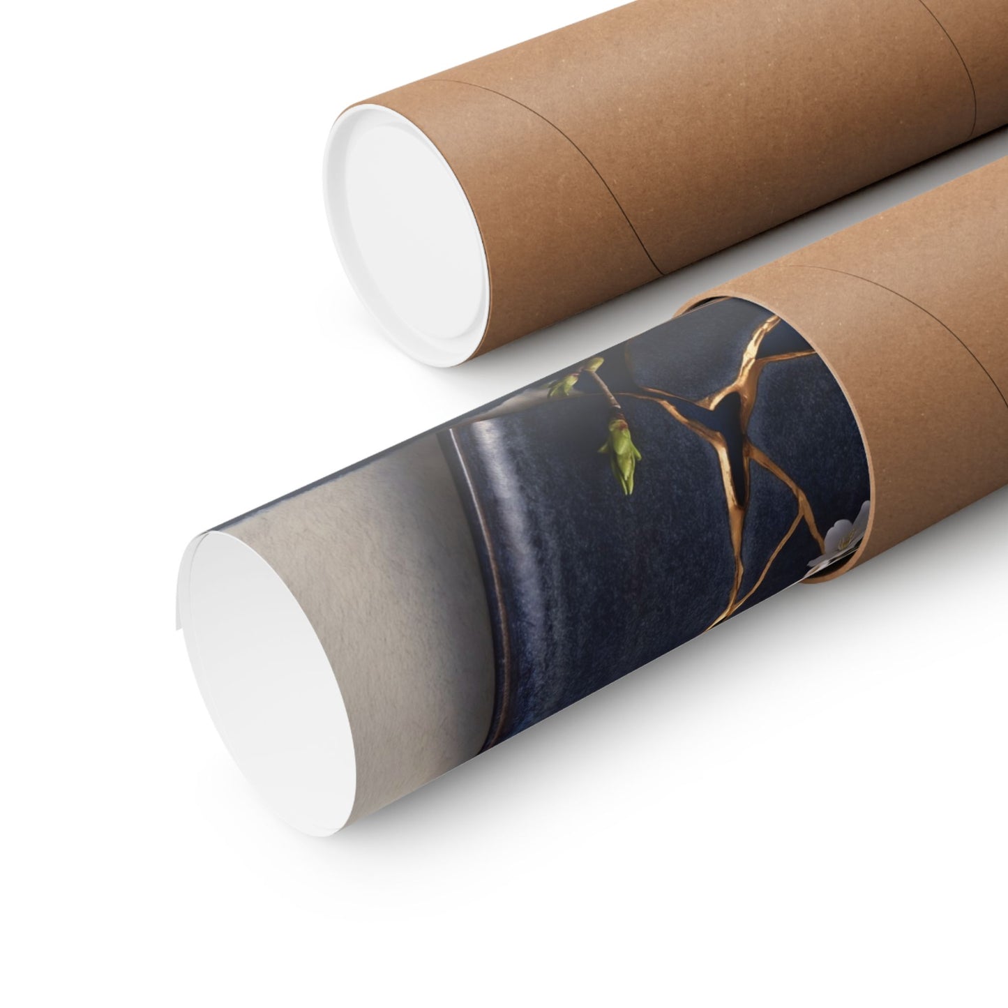 Kintsugi Paper Fold in Moonlight | Gold Repair Wall Art Print
