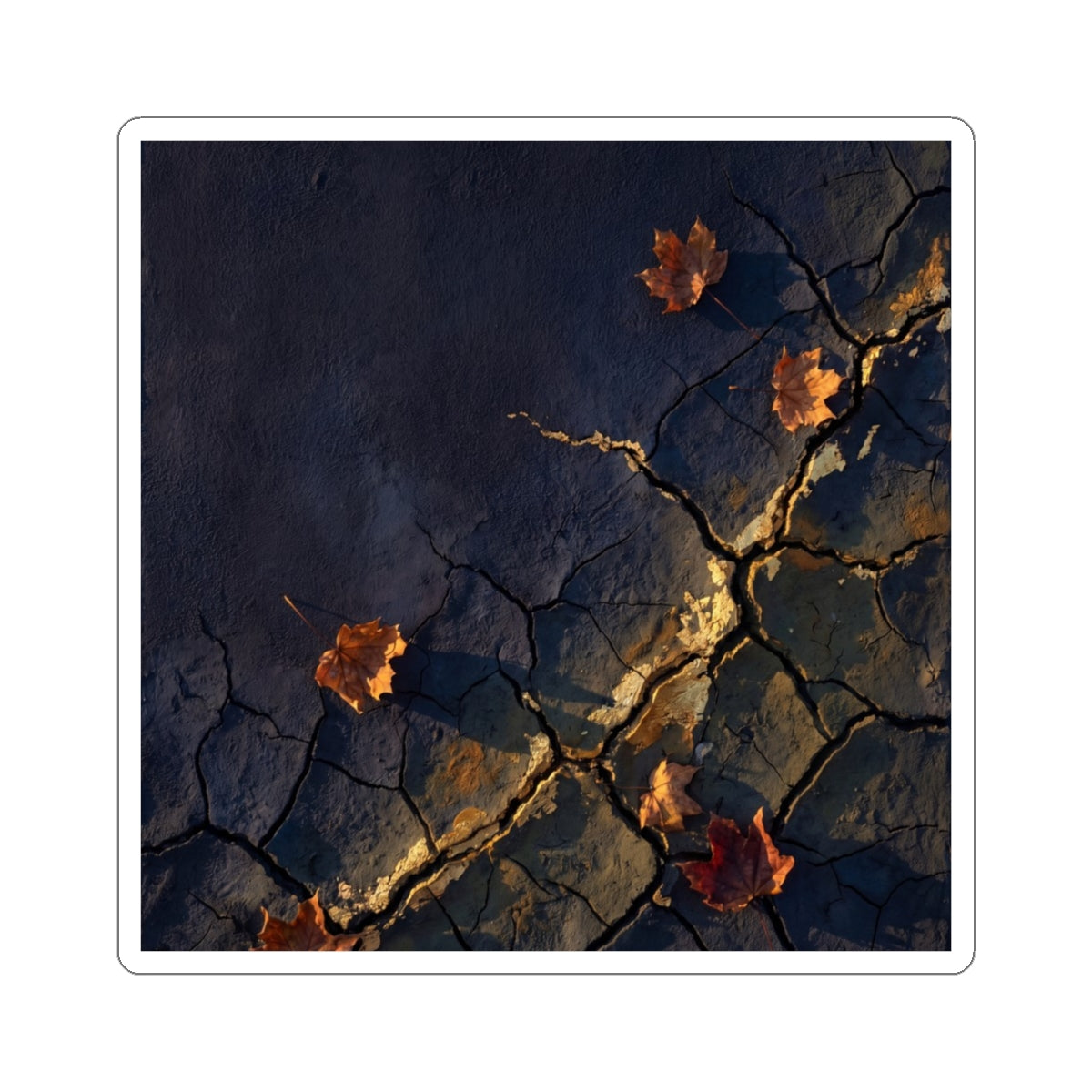 Golden Hour Cracked Earth Sticker - Dark Japandi Seijaku Art Print