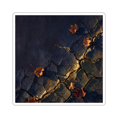 Golden Hour Cracked Earth Sticker - Dark Japandi Seijaku Art Print
