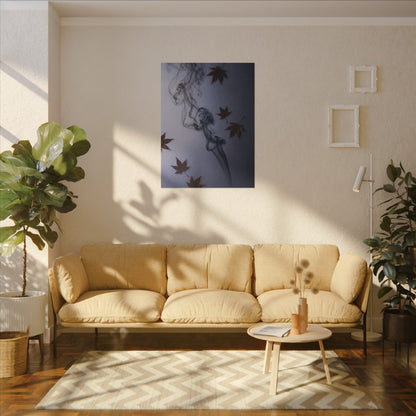 Dark Japandi Incense Smoke in Dawn | Moody Minimal Canvas Art