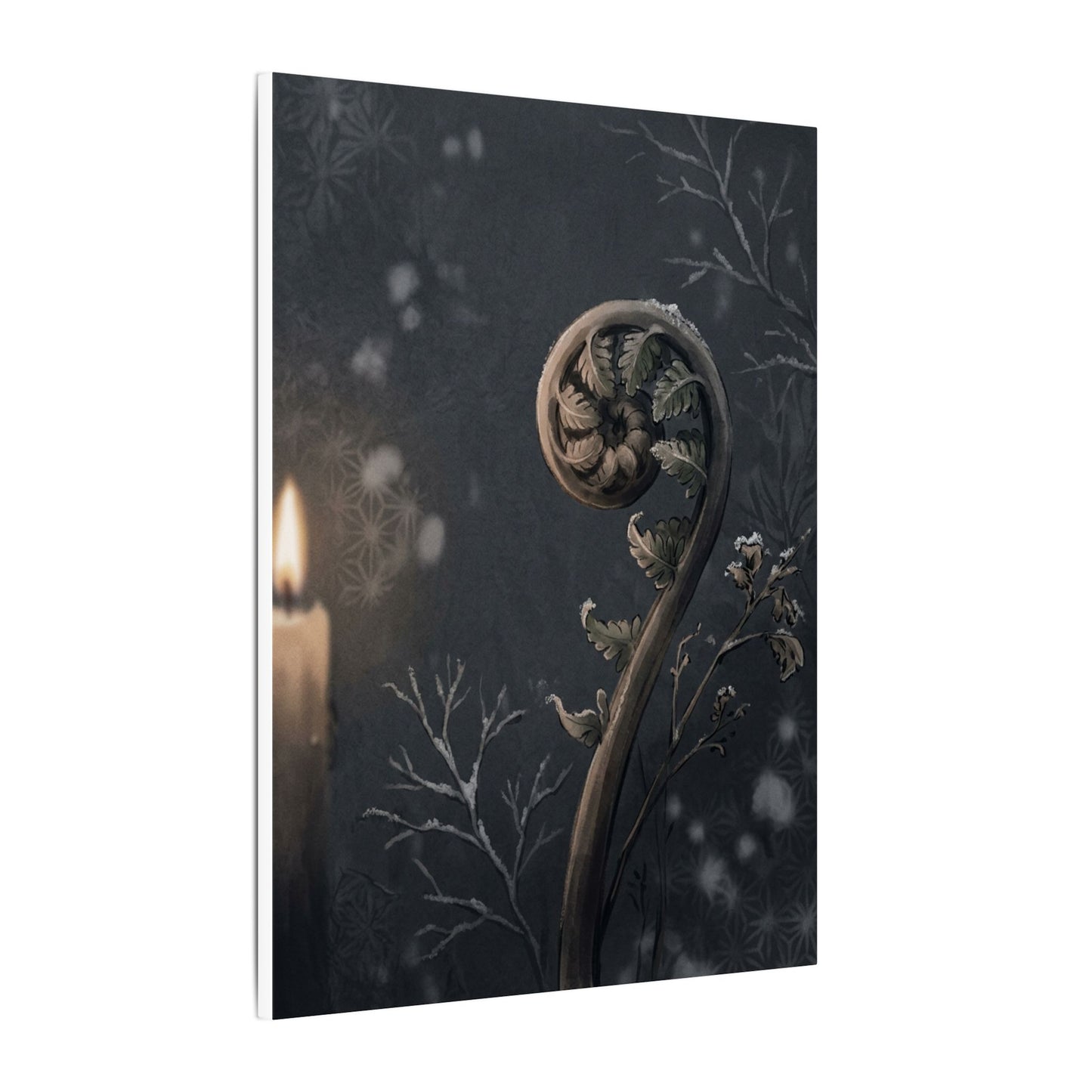 Candlelight Fern Unfurling Canvas Art - Japandi Ma
