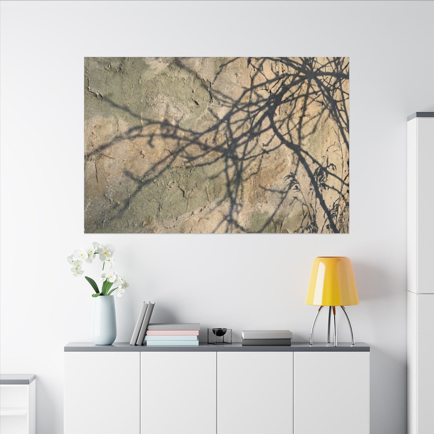 Japandi Shadow Play in Golden Hour | Texture Canvas Art