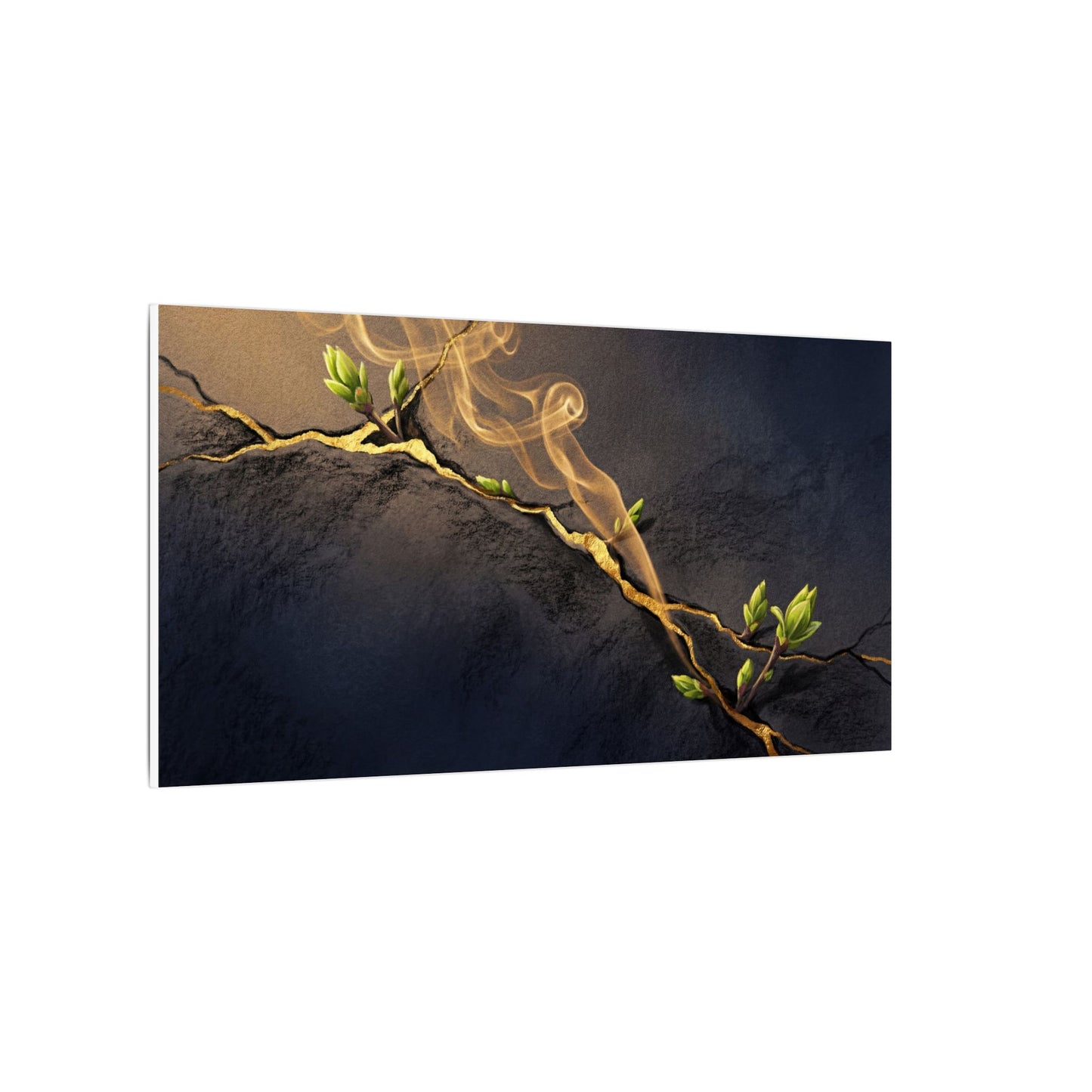 Spring Incense Smoke Gold Vein Canvas Art | Healing Decor