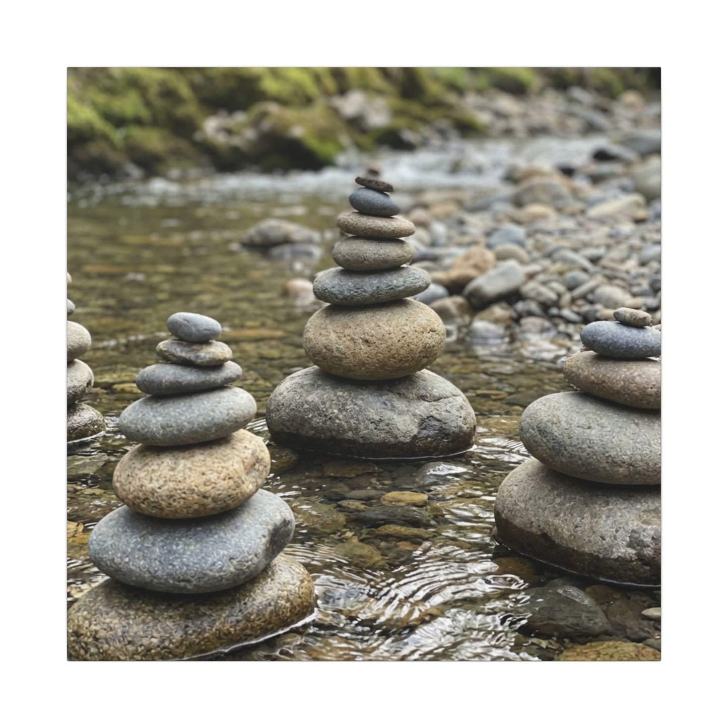 Zen River Stones in Dawn | Karesansui Canvas Art