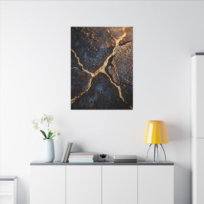Winter Rust Patina Gold Vein Canvas Art | Resilient Decor