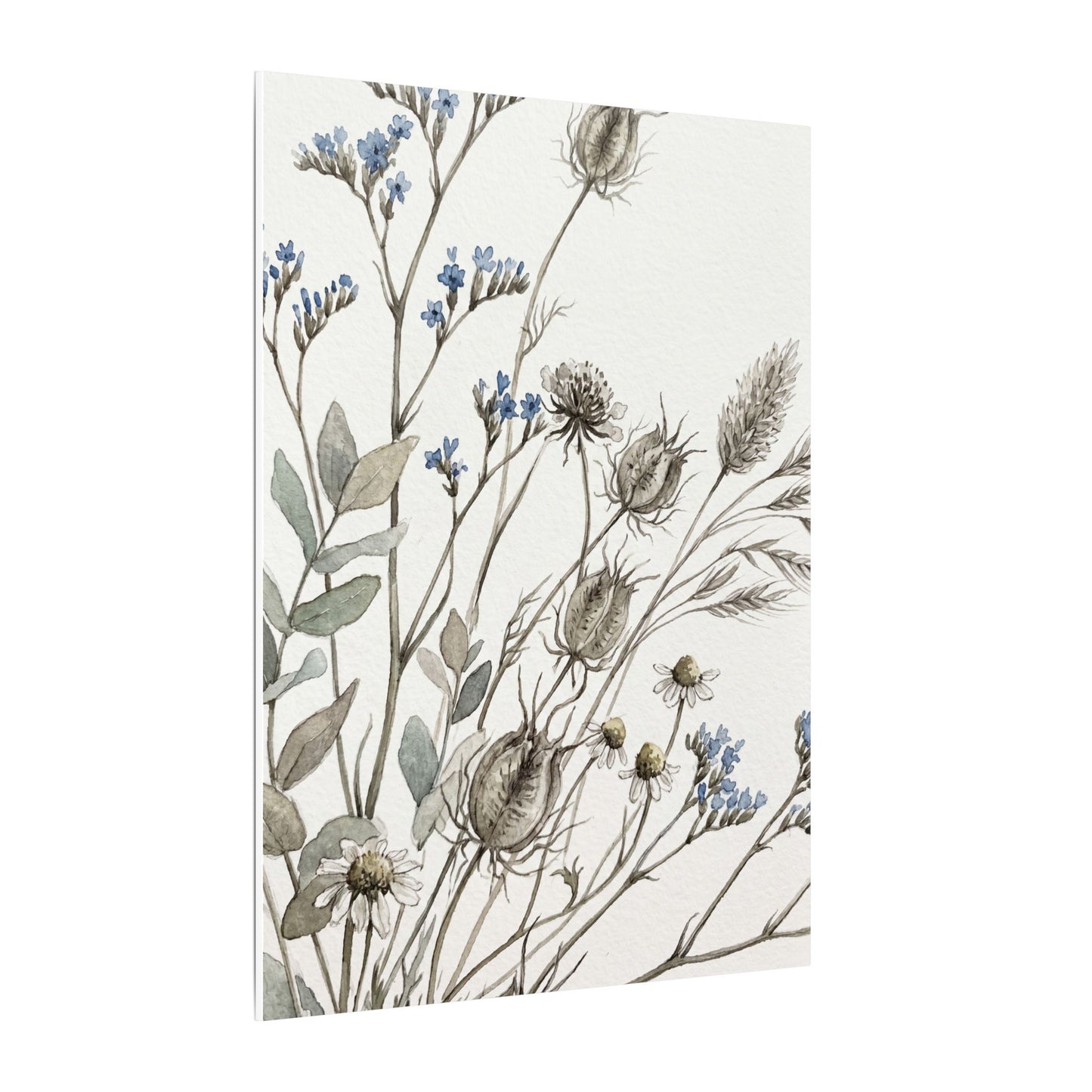 Dried Flowers Canvas Art | Summer Japandi Watercolor Art