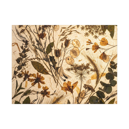 Dried Flowers Summer Canvas Art | Japandi Neutral Design