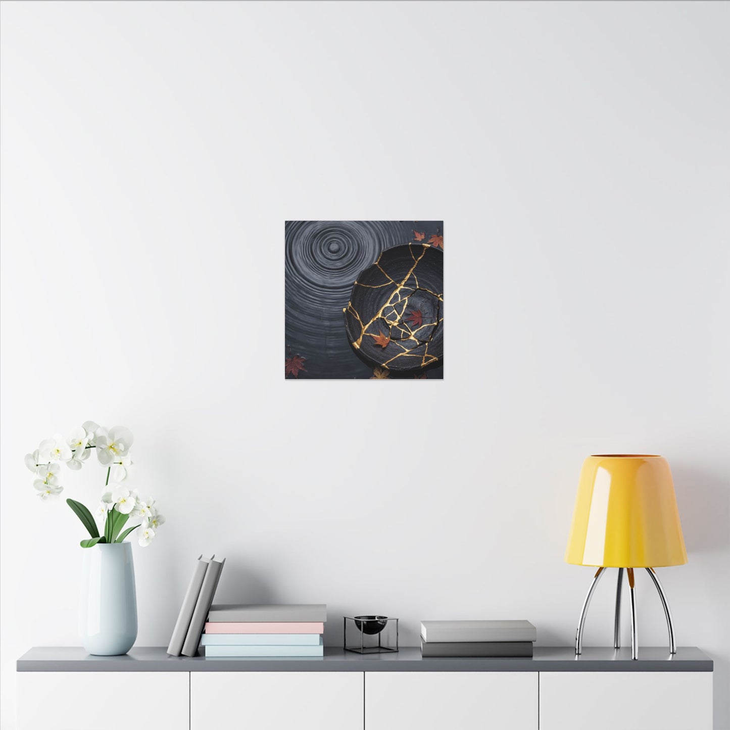 Philosophical Water Ripple Canvas Art - Gold Repair Kintsugi