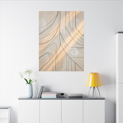Shoji Screen Minimal Line Canvas Art | Warm Japandi Art