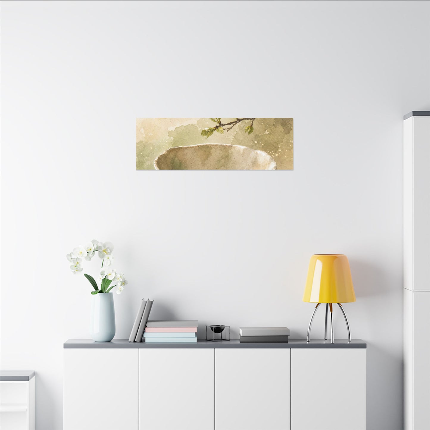 Warm Ceramic Bowl Canvas Art - Watercolor Japandi