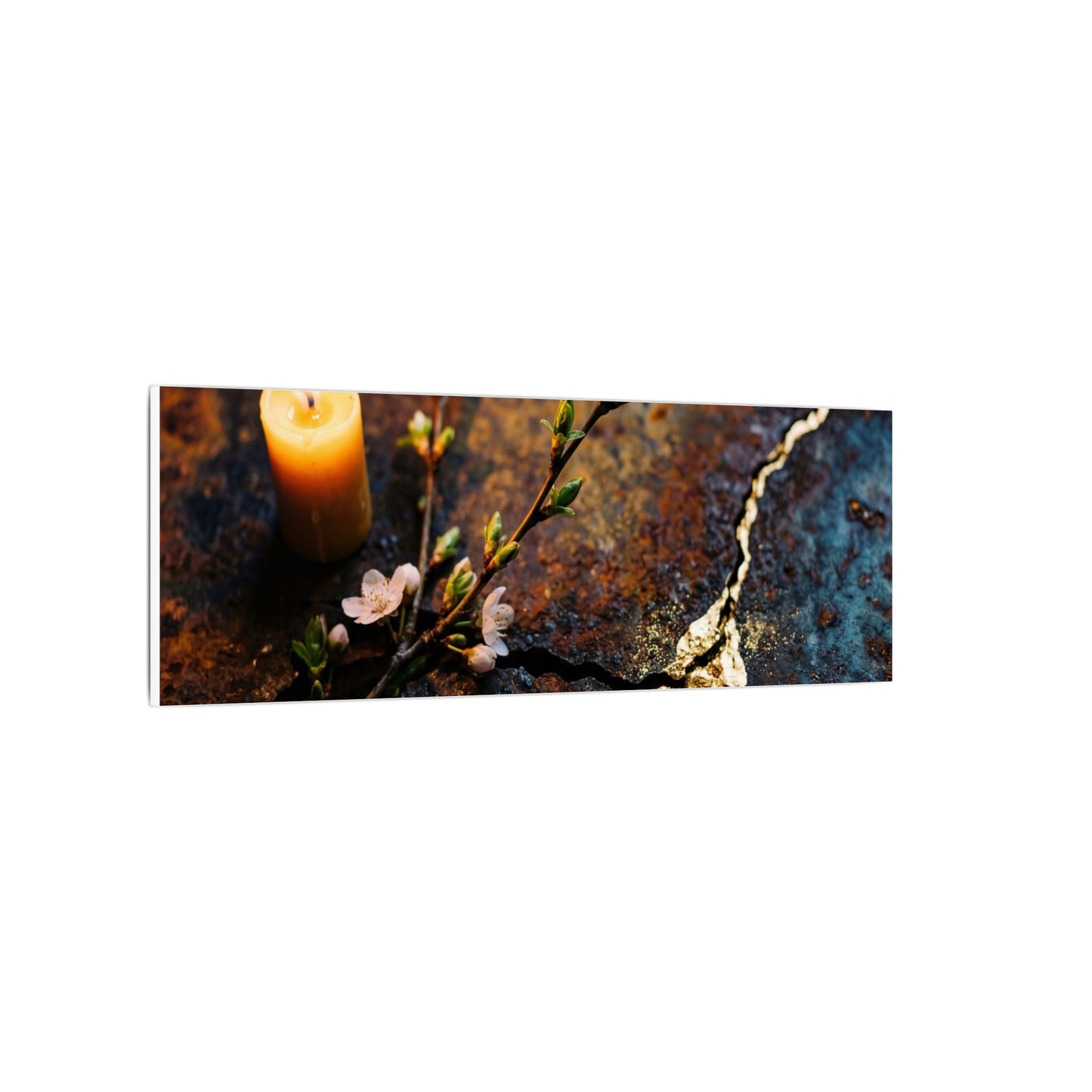 Kintsugi Rust Patina in Candlelight | Gold Repair Canvas Art