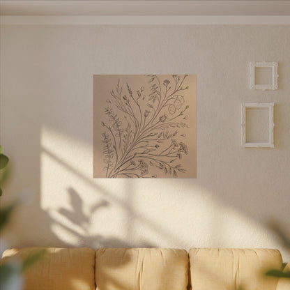 Dried Flowers Canvas Art | Spring Japandi Minimal Line Art