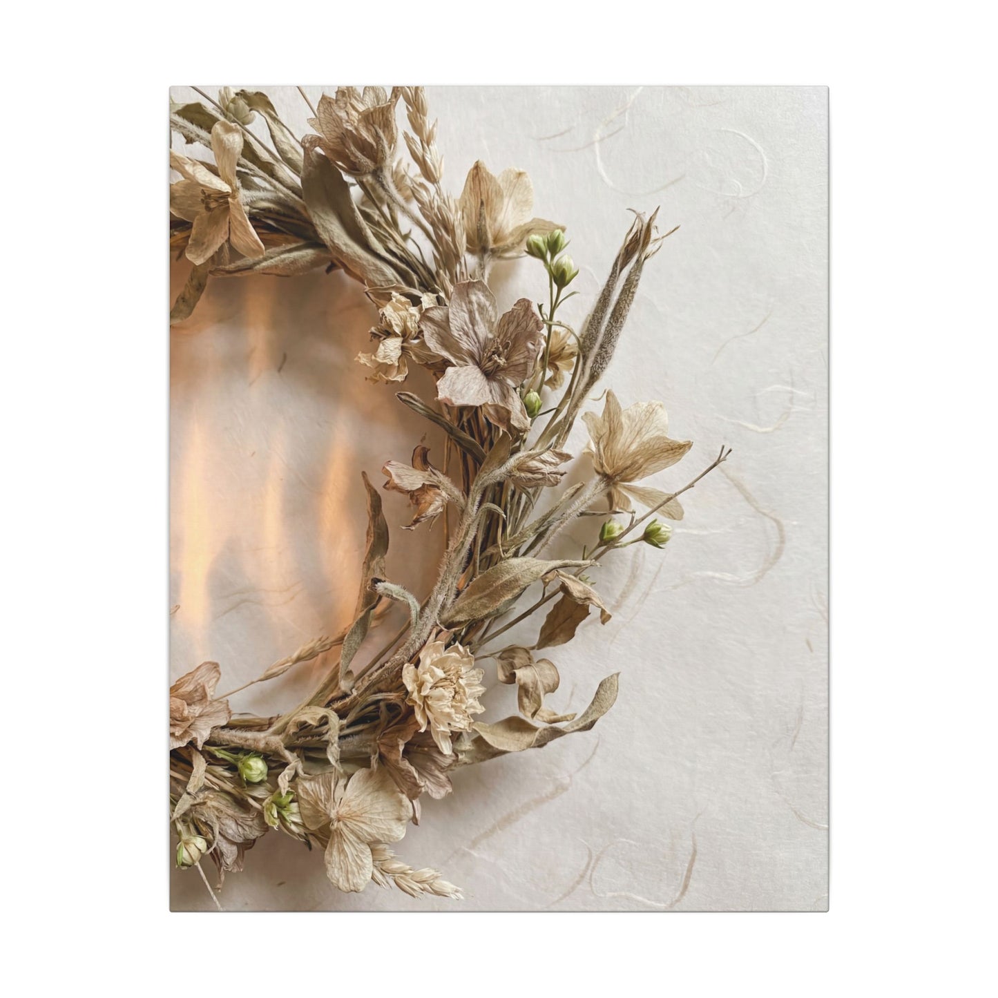 Dried Flowers Japanese Pattern Canvas Art | Neutral Japandi Art