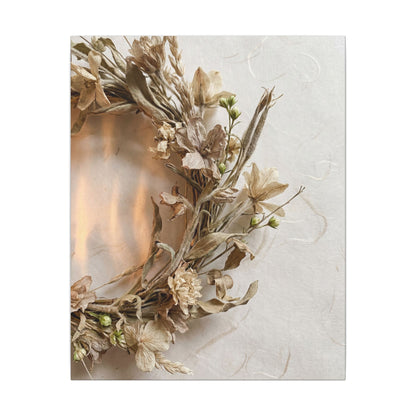 Dried Flowers Japanese Pattern Canvas Art | Neutral Japandi Art