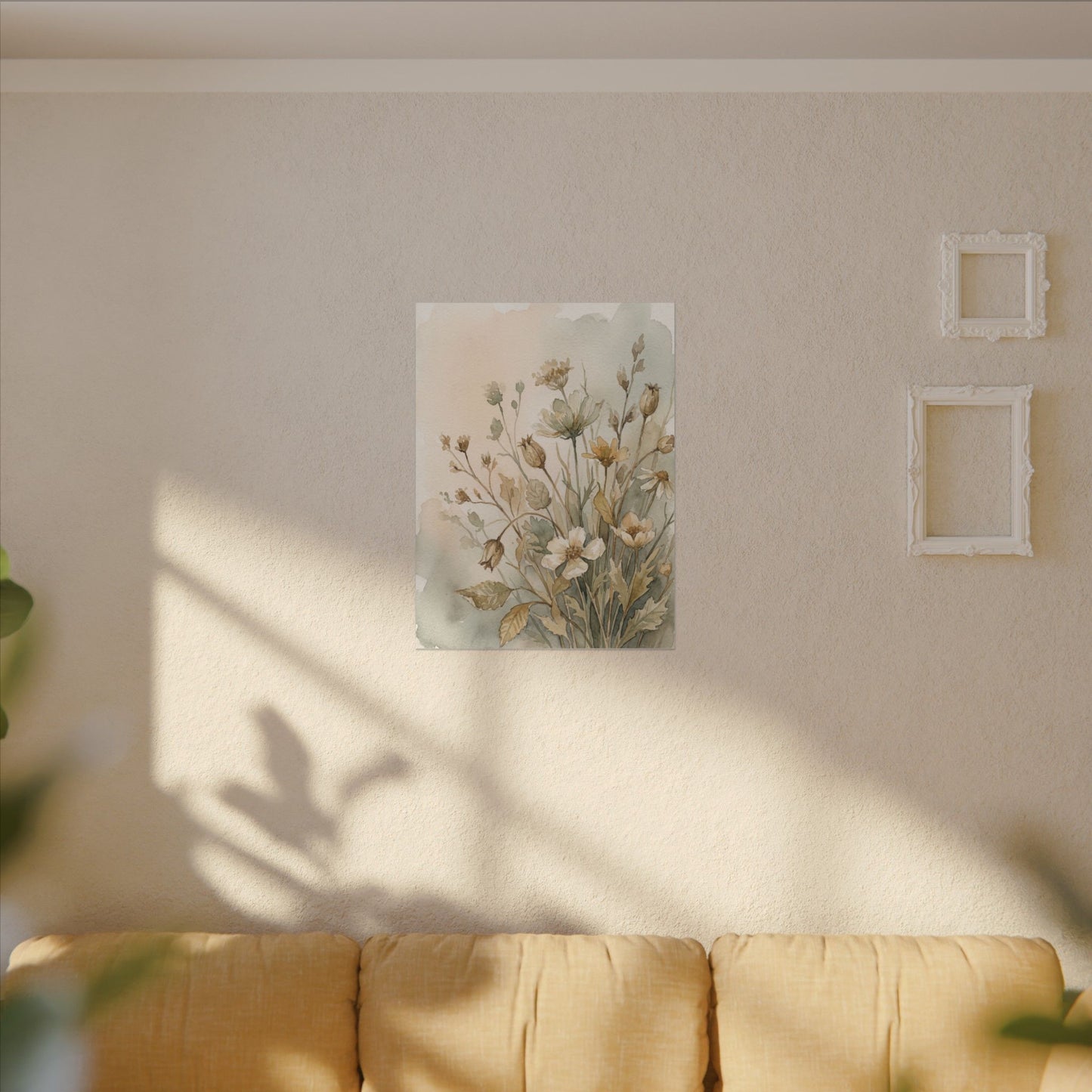 Summer Dried Flowers Watercolor Canvas Art | Elegant Decor