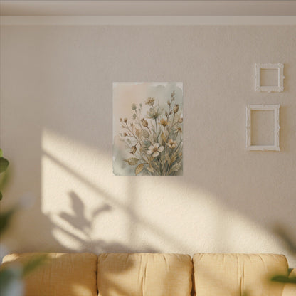 Summer Dried Flowers Watercolor Canvas Art | Elegant Decor