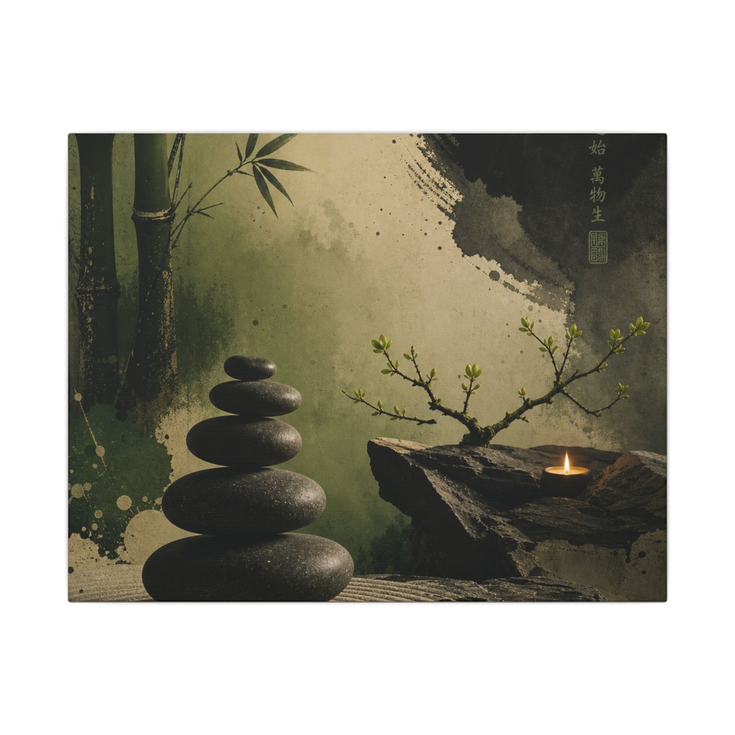 River Stones Spring Canvas Art | Zen Contemplative Design