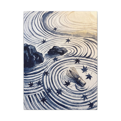 Zen Rock Garden in Golden Hour | Sumi E Canvas Art