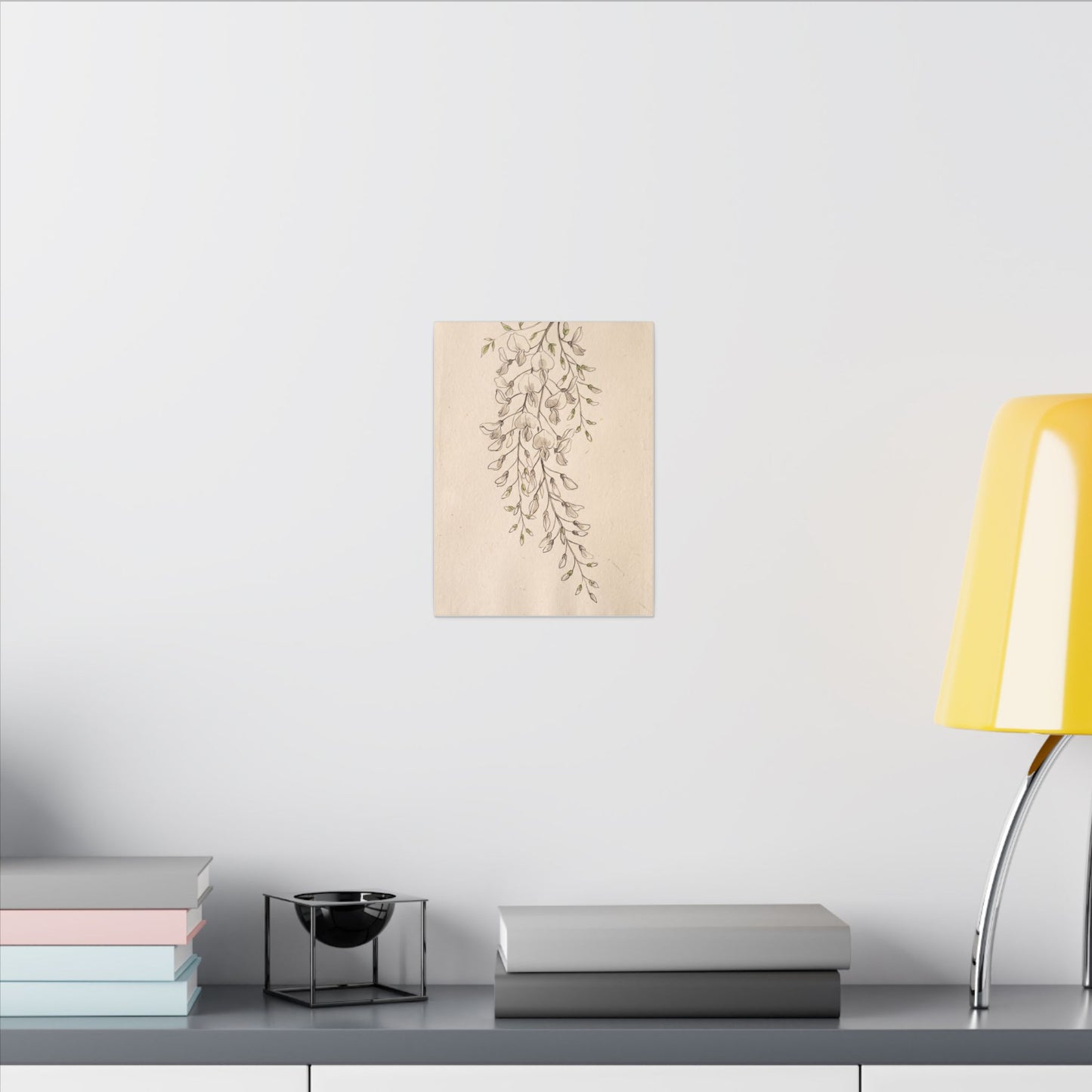 Japandi Wisteria in Golden Hour | Minimal Line Canvas Art