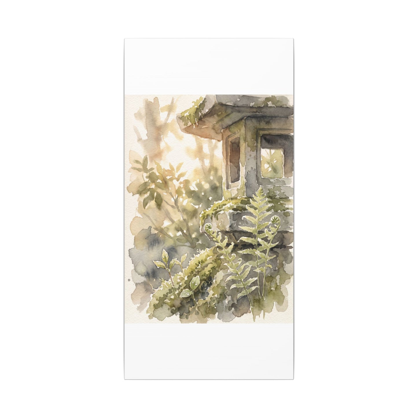 Earthy Stone Lantern Canvas Art - Watercolor Japandi