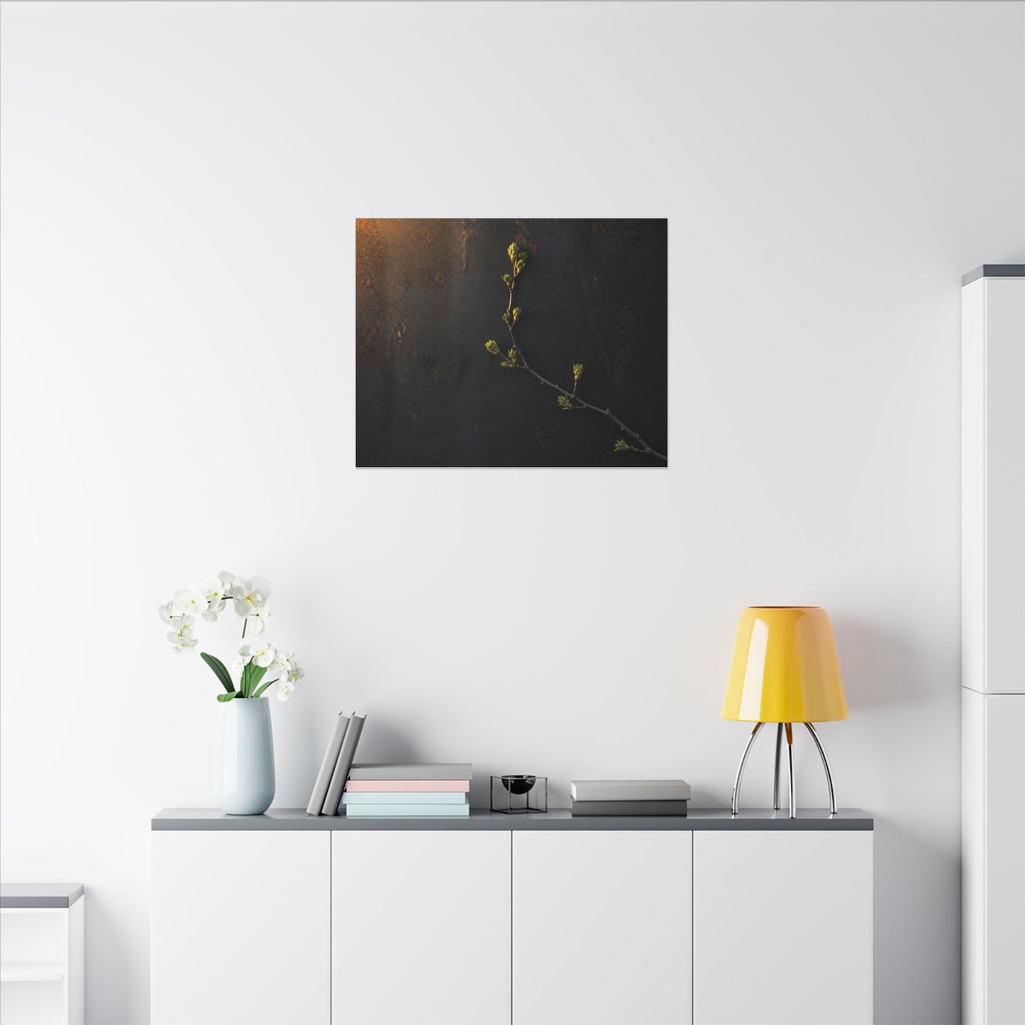Dark Japandi Rust Patina in Golden Hour | Moody Minimal Canvas Art
