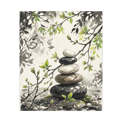 Spring River Stones Japanese Pattern Canvas Art | Elegant Decor