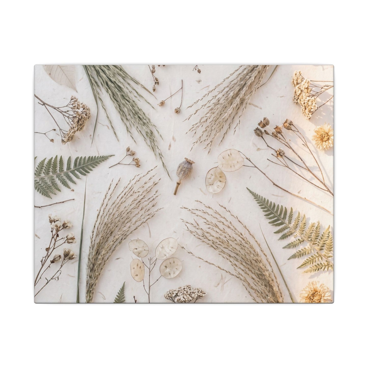 Elegant Dried Flowers Canvas Art - Japanese Pattern Japandi