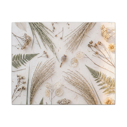 Elegant Dried Flowers Canvas Art - Japanese Pattern Japandi