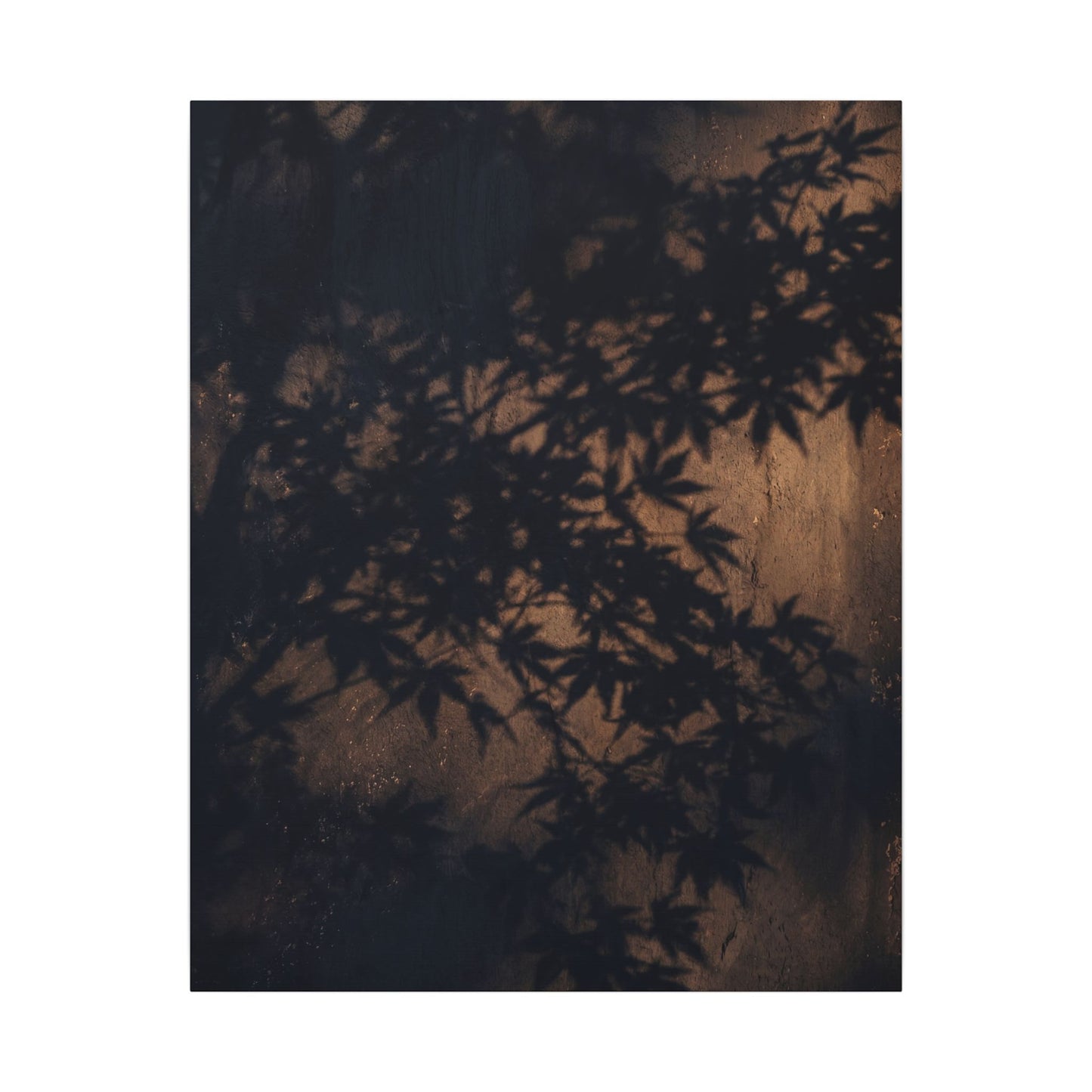 Shadow Play Autumn Canvas Art | Dark Japandi Atmospheric Design