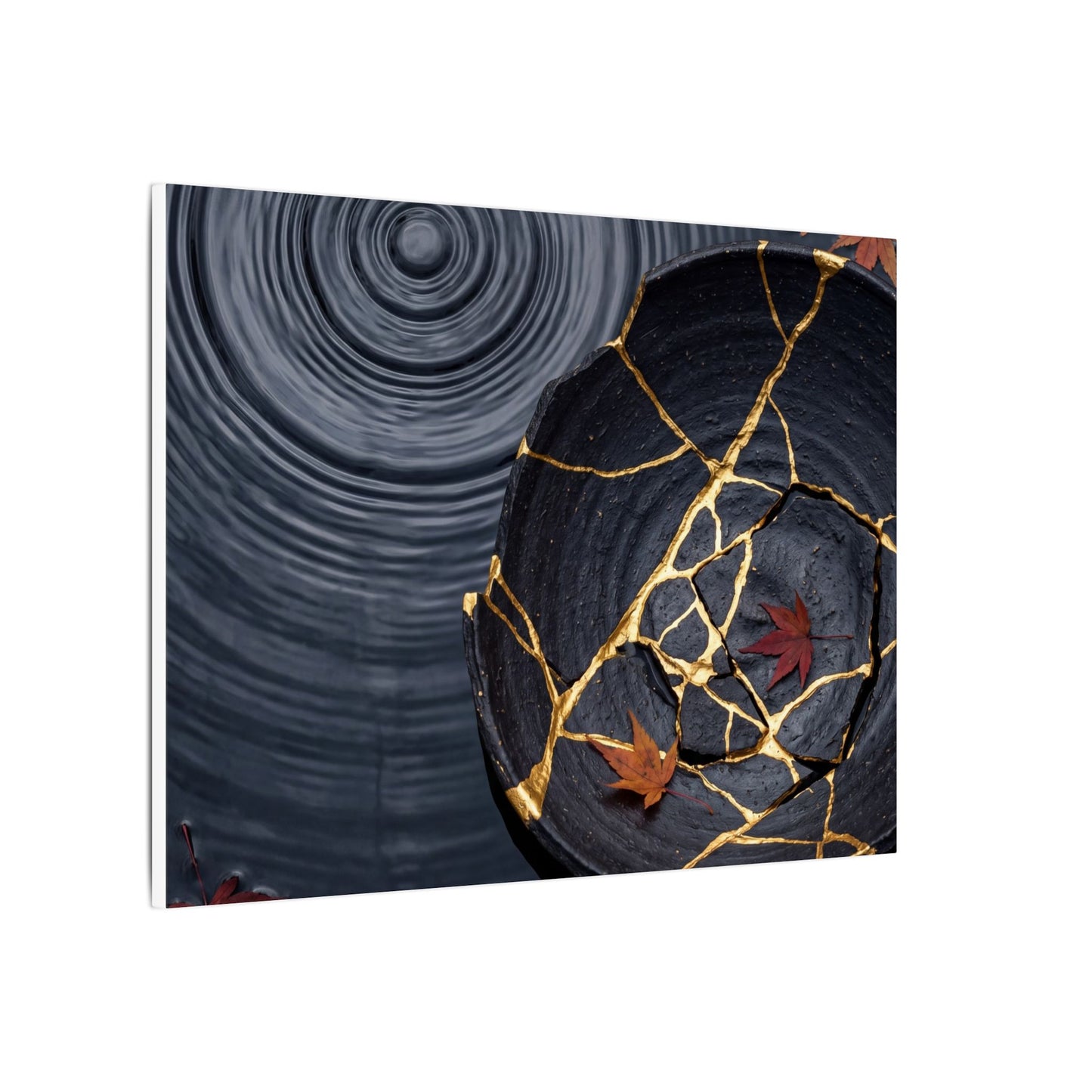 Philosophical Water Ripple Canvas Art - Gold Repair Kintsugi