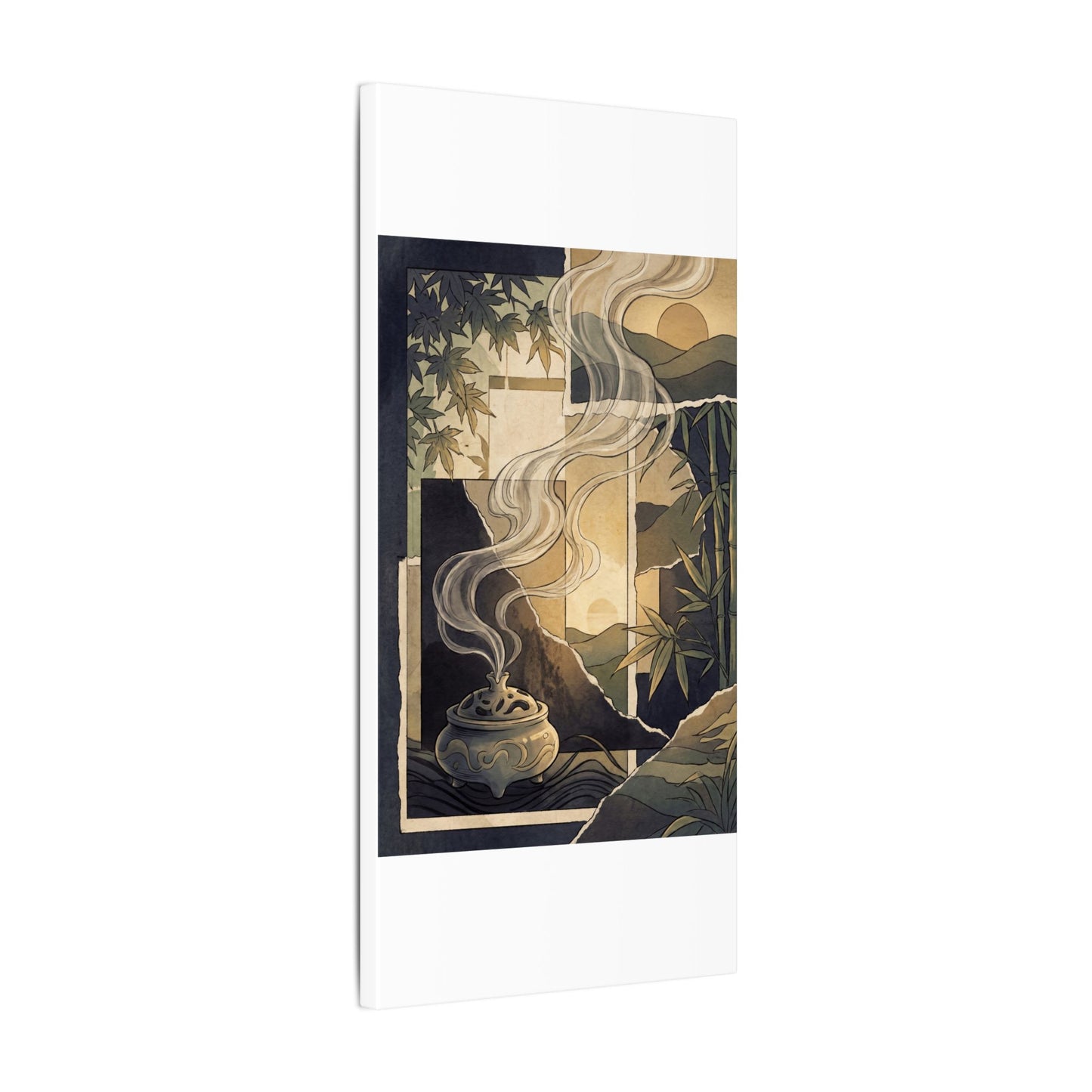 Tranquil Incense Smoke Canvas Art - Ukiyo E Inspired Zen