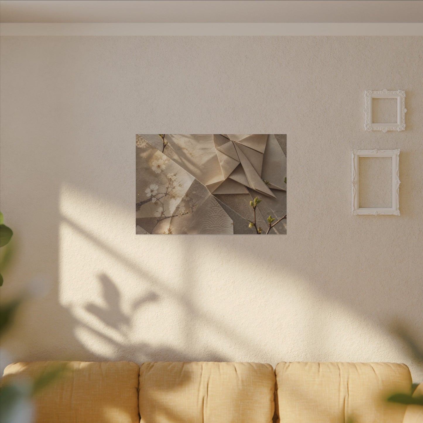 Golden Hour Paper Fold Canvas Art - Japandi Fukinsei
