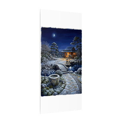 Moonlit Garden Winter Canvas Art | Kintsugi Artful Design
