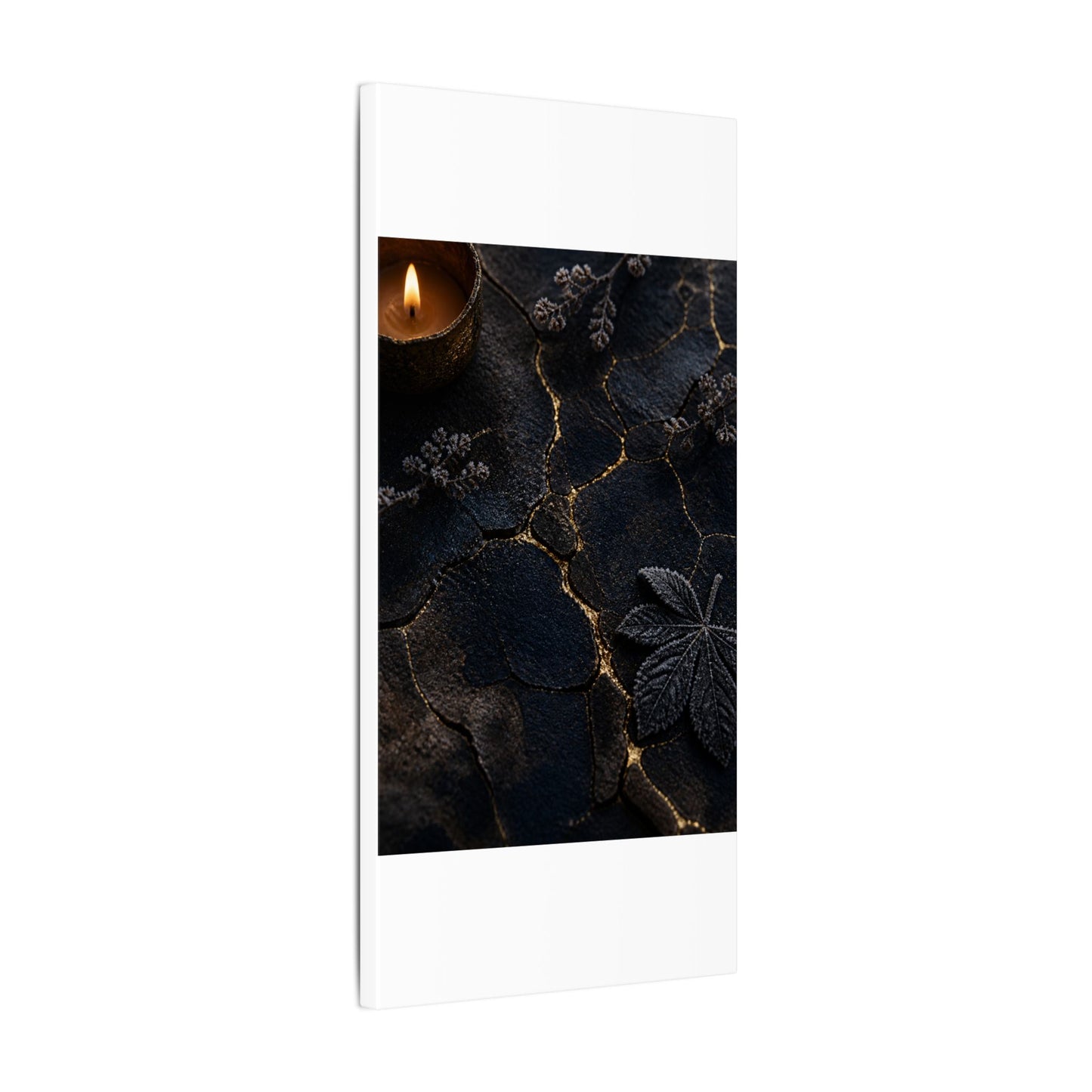 Candlelight Cracked Earth Canvas Art - Dark Japandi Ma