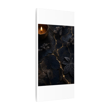 Candlelight Cracked Earth Canvas Art - Dark Japandi Ma