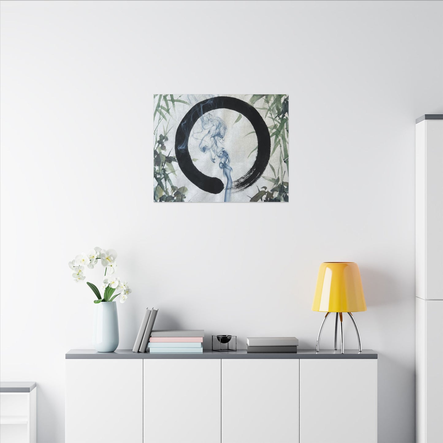 Zen Incense Smoke in Moonlight | Enso Canvas Art