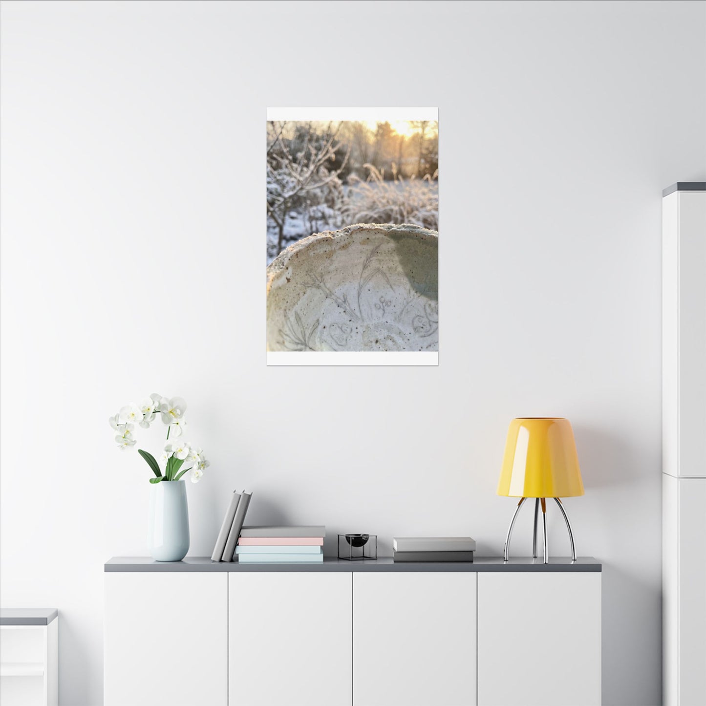 Ceramic Bowl Canvas Art | Winter Japandi Minimal Line Art